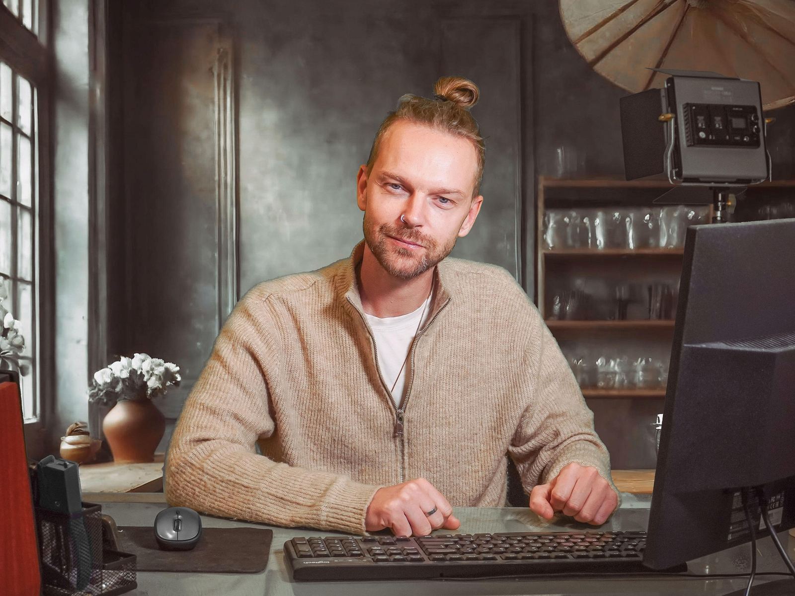 Working the numbers at a laptop - illustrative